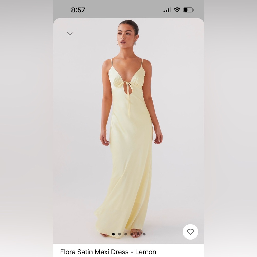 COPY - peppermayo flora satin maxi dress in lemon size 2